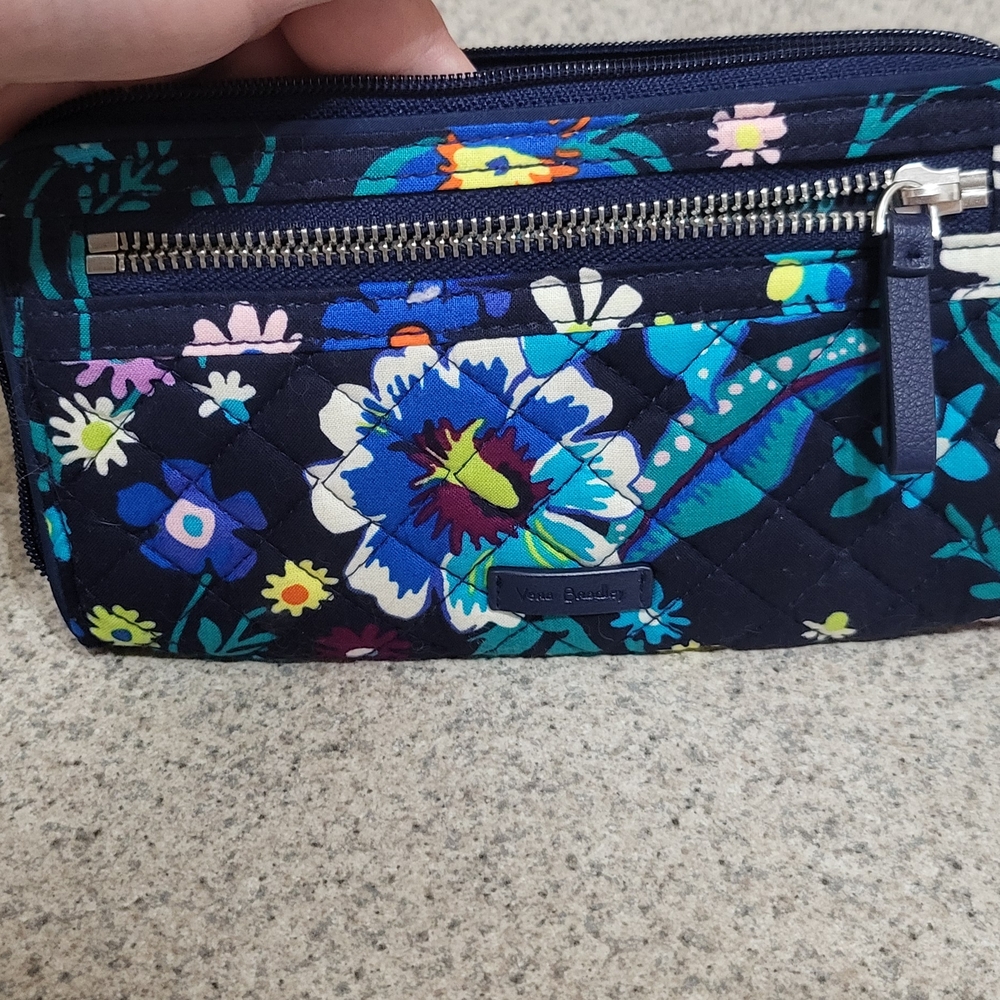 Vera Bradley Floral Quilted Wallet - Blue and Multicolor